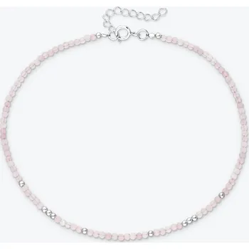 Řetízek Nákotník z růženínu se stříbrnými korálky - Ag925