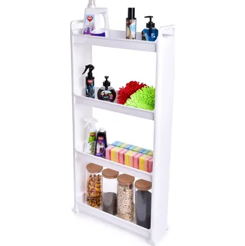 regál Dedra SLIM | pojízdný regál 4patrový 17 cm | úzký organizér na kolečkách