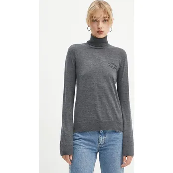 Dámský svetr Vlněný svetr Iceberg dámský, šedá barva, lehký, s golfem, A008 9000 A008.9000 90X, vel. M
