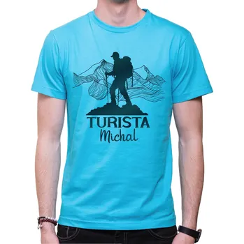 Pánske tričko - TURISTA + vl.jméno, Barva látky tyrkysová modrá, Střih Pánsky/UNISEX, Velikost XL