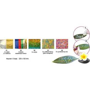 Metalické fólie-6 listů/zlato k 3-D Decoliner