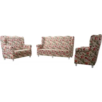 Sedací souprava Sedací souprava Provence AS 3+2+1, béžová květy (vzor MIL16870/bílé)