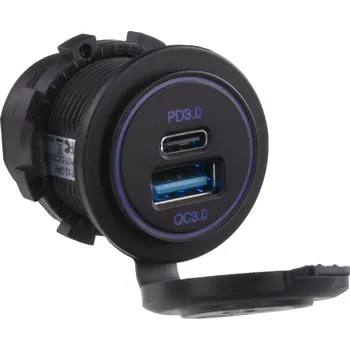USB QC3.0 + USB-C zásuvka 12/24V