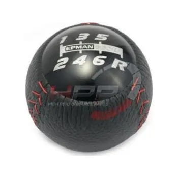 Hlavice řadicí páky Hlavice řadící páky Epman kožená - 6-st. černá M10x1.5 (Mugen style)