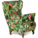 křeslo ušák Royal I vzorovaný, zelená vzor/ořech (an 4770)