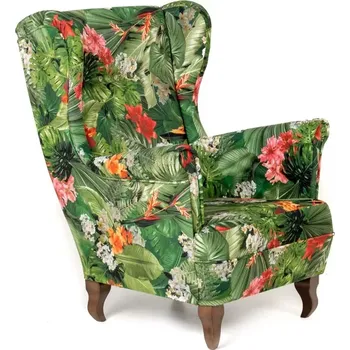 Křeslo křeslo ušák Royal I vzorovaný, zelená vzor/ořech (an 4770)