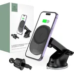 DRŽÁK TELEFONU DO AUTA S BEZDRÁTOVÝM NABÍJENÍM TECH-PROTECT MM15W-V1 MAGNETIC MAGSAFE DASHBOARD & VENT CAR MOUNT WIRELESS CHARGER 15W BLACK