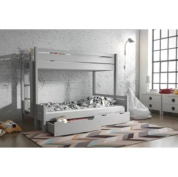 Postel Patrová postel Jára 80/120x200 cm šedá + šuplíky + rošty ZDARMA