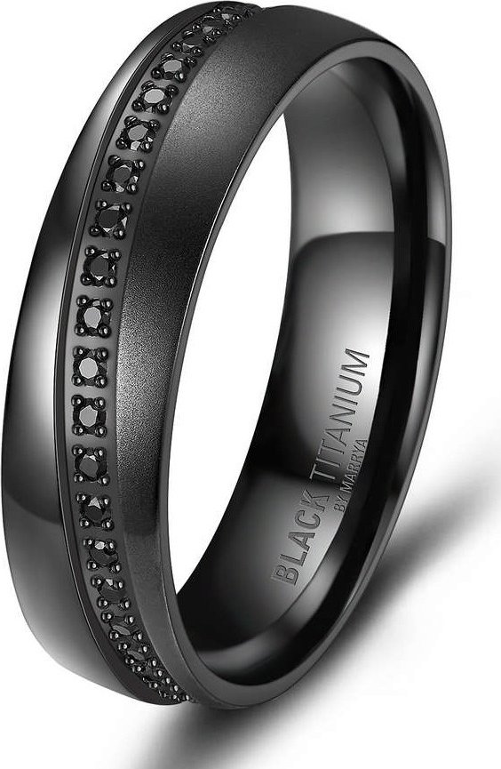 MARRYA® Dámský snubní prsten BLACK TITANIUM - velikost 49 - BT-08D-49