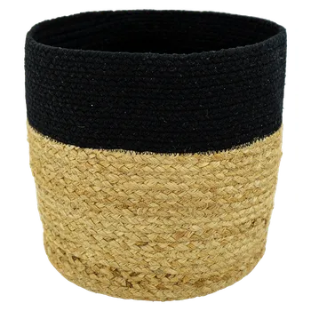 Úložný box Košík jutový M, juta, bavlna, přírodní, černý, ø 20 cm&nbsp;384581-3