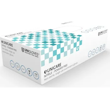 Vyšetřovací rukavice Vyšetřovací rukavice nitrilové bez pudru Unigloves modré, 100 ks L