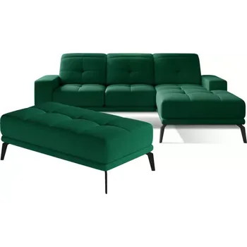 Obývací pokoj Sedací souprava Tempo s taburetem, pravá, zelená (Monolith 37)