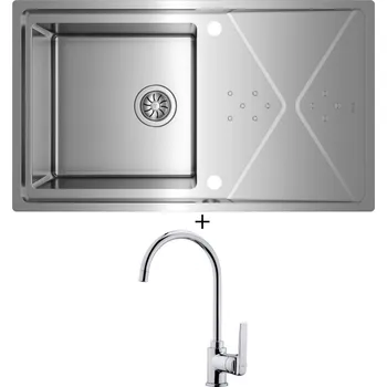Nerezový dřez SET Teka BROOKLYN 50 M-XP 1B 1D nerez + Teka IN 995 CR chrom