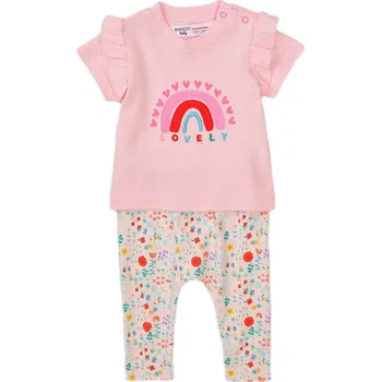 Dupačky Minoti Kojenecký set - tričko a tepláky, Minoti, Garden 1, růžová Vel. 56/62