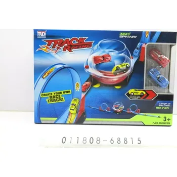 autodráha Dvouproudová závodní dráha s kulí pro děti 3+ – stavebnice 28 dílů, 2 autíčka s natahovacím pohonem