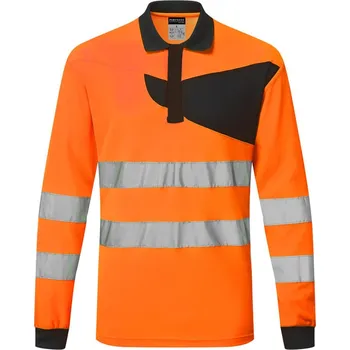 Pánské tričko PORTWEST Polokošile PW220 Hi-Vis L/S, dlouhý rukáv, reflexní POR-PW220OBRM M
