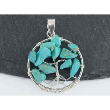 Přívěsek Přívěšek ze stříbra s kameny Strom života Tyrkenit