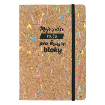 Blok Korkový linkovaný blok Srdce s gumičkou