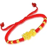 Feng Shui náramek pro štěstí s mini soškou Pi Yao (Pi Xiu) Sytě červená