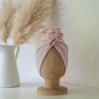 Kojenecká čepice Looks by Luks Turban Velvet - Plush Pink, vel. 3 - 6 r