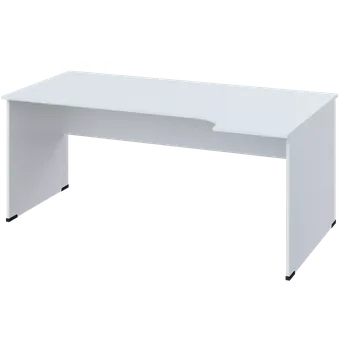 Psací stůl ERL 18 - 184 stůl kancelářský, rohový, pravý, dřevěná podnož, deska 18 mm, široký 1800 mm, bílá