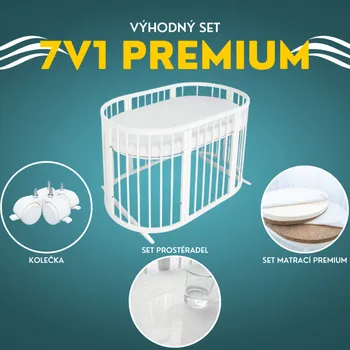 Dětská postýlka Akční set postýlka Royal Sleep 7v1 PREMIUM