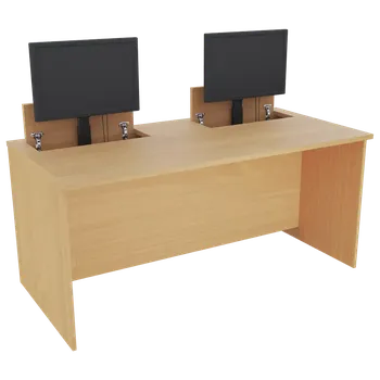 Počítačový stůl PC - VM2 - 160 stůl s mechanickým výsuvem (2x) monitoru, 750x1600x800, javor horský