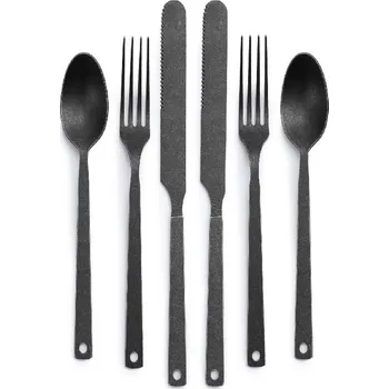 Kempingové nádobí Kempingové příbory Barebones | 2x vidlička | 2x lžíce | 2x nůž Barva: černá