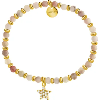 Náramek Pozlacený náramek z mosazi s opály a zirkony - hvězda - AR539-0345