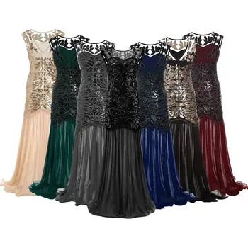 Dámské šaty Dámské dlouhé taneční flitrové šaty Samantha Zlatá XXL