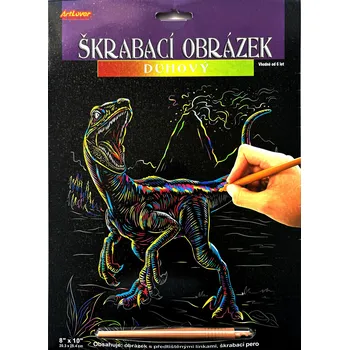 omalovánky Škrabovací obrázek - duhový - Velociraptor