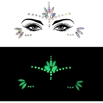 Karnevalový doplněk Nalepovací kameny na tělo a obličej - Svítící ve tmě č.9