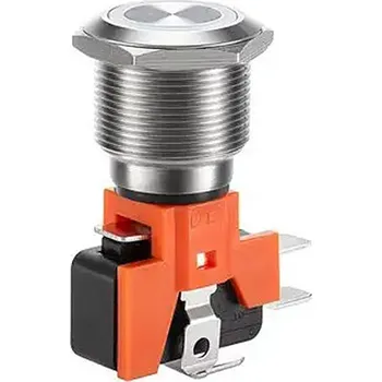 vypínač L22B LED Tlačítkový spínač 12V, 20A, 22mm, IP65 s aretace bez symboly modrá