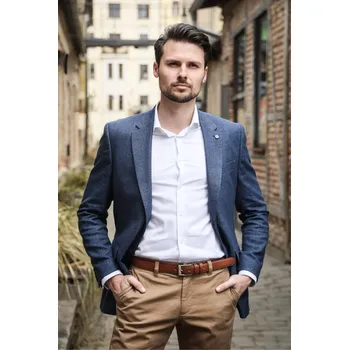 Pánské sako Pánské sako Barva: Modrá, Velikost: 68, Střih: KLASIK FIT