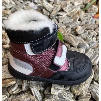 Chlapecká zimní obuv Jonap zimní barefoot boty Falco bordó lesk 30