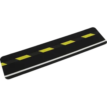 Výstražná páska Černá korundová protiskluzová páska s fotoluminiscenčním pruhem s výstražným pruhem (pás) FLOMA Photoluminescent Hazard Glow in the Dark - 15 x 61 cm FLOMAT