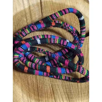 Příze Šňůra kulatá s výplní indiánský motiv černo modro růžová