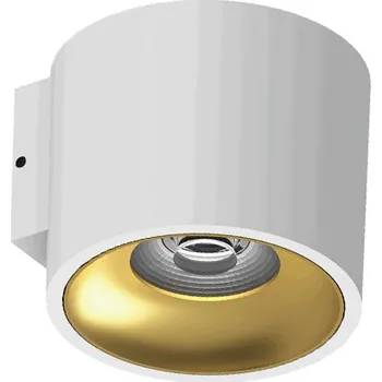 Nástěnné svítidlo Illuxtron Nástěnné válcové svítidlo Fido WL Teplota chromatičnosti: Dim to Warm 2200-3000 Kelvinů, Barva vnější / barva vnitřní: Bílá / Zlatá, Úhel vyzařování: 40° F42A03615G02