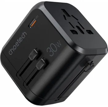 Choetech PD5008 travel charger, 3xUSB-A, 2xUSB-C, GaN, 35W, US/EU/UK/AU (black)