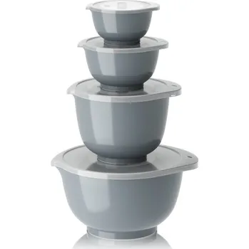 Dóza na potraviny Rosti Sada kuchyňských mís Margrethe s víčky 0,25+0,5+1,5+3L Dusty Blue