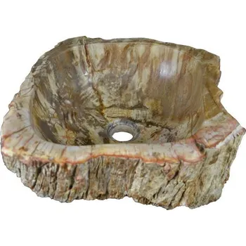 Umyvadlo Malé designové umyvadlo ze zkamenělého kmene stromu krémové, cca 35 cm