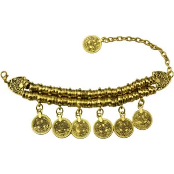 Náramek Tribal kovový penízkový náramek - zlatý, stříbrný Zlatá