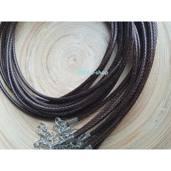 Náhrdelník Náhrdelník imitace kůže zaplétaný hrubý - tmavě hnědý