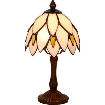 Lampička Clayre&Eef Lilli - vkusná stolní lampa v Tiffany stylu krémová, tmavě hnědá 1 x 25 W - Doprava zdarma