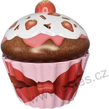 Dóza na potraviny CUPCAKE STRAWBERRIES plechová dóza velký dortík s jahodami a čokoládou