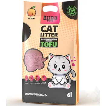 BUBU PETS Tofu biologicky rozložitelné stelivo pro kočky 2,5kg / 6L broskev
