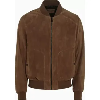 Pánská casual bunda PORSCHE DESIGN Goat suede leather jacket Bunda kožená klasického střihu s detaiily z úpletu koňaková hnědá (Stylová bunda z kozí kůže s pleteným lemem a límečkem.)