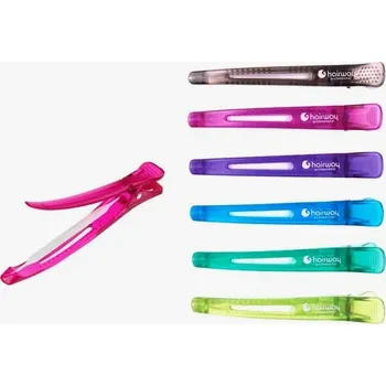 Sponky do vlasů, 6 barev v sadě, se silikonovým páskem, 110 mm, 6 ks.