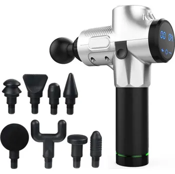 Masážní přístroj Masážní relaxační pistole s LCD displejem v kufříku Vyber barvu :: Černá