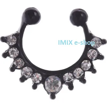Náušnice Náušnice do nosu kroužek nasazovací se zirkony Černá